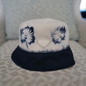 Prada Blue and White Bucket Hat